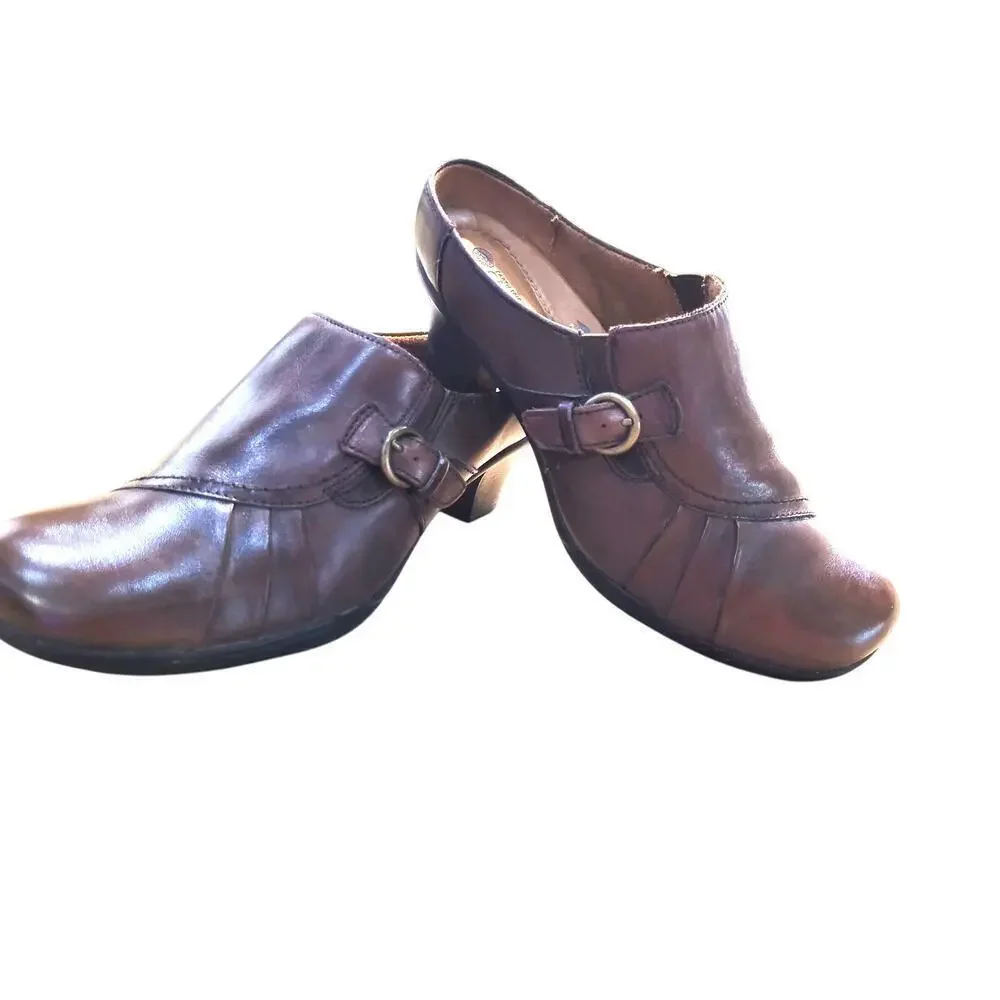 Earth Spirit Classics Clogs Emily Dark Brown Slip on Leather Sz‎ 9